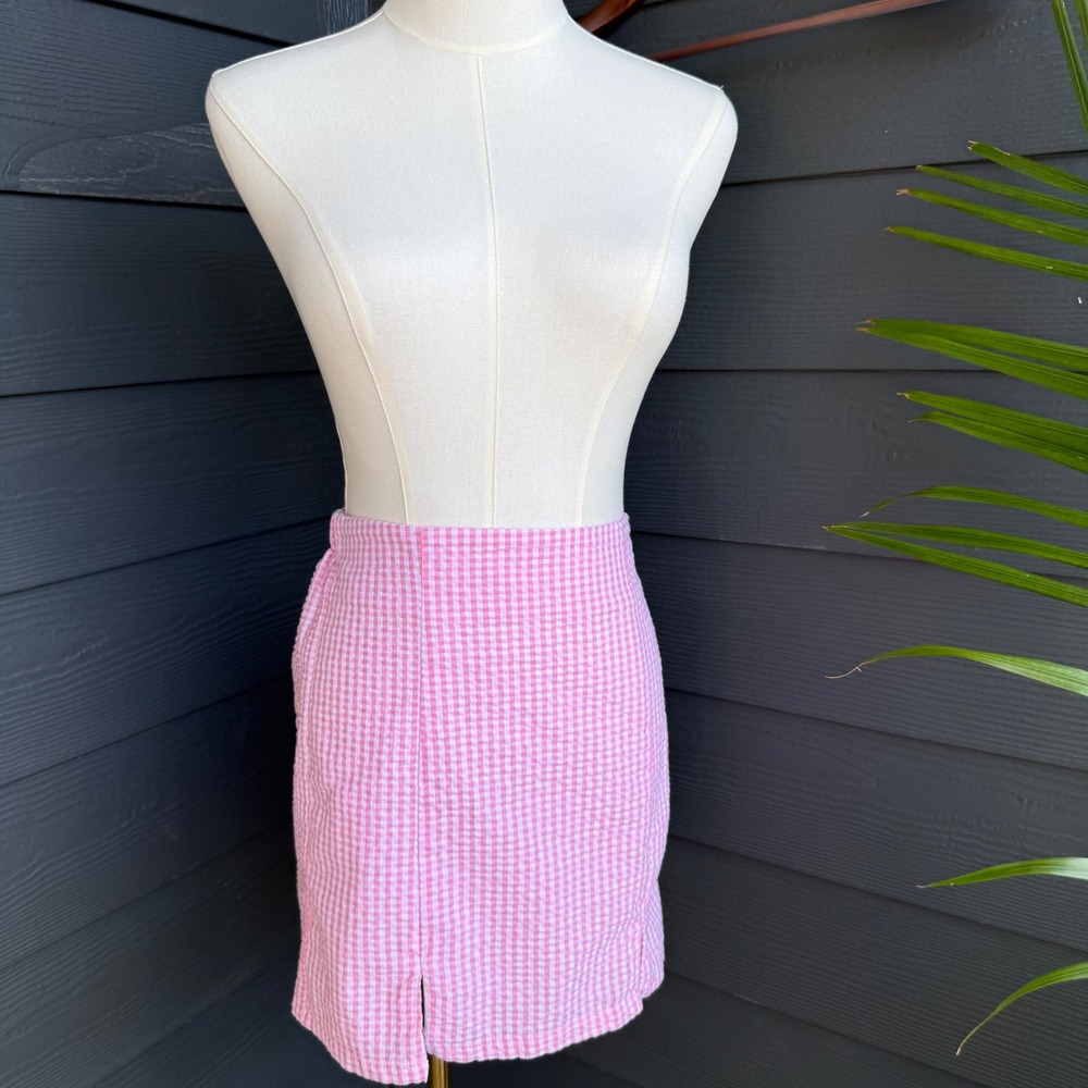 No Boundaries Pink Gingham Seersucker Mini Skirt XXS Cottagecore Preppy